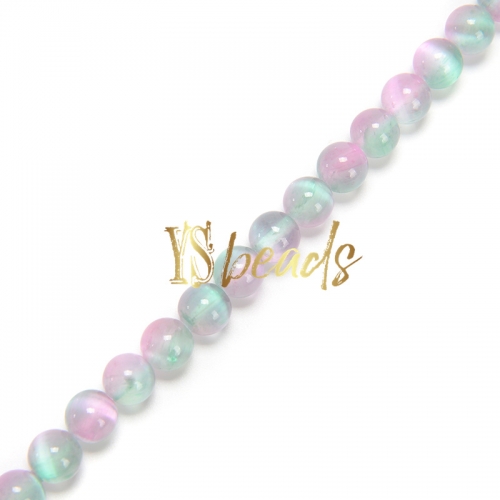 Dyed Light Green&Pink Selenite Plain Rounds, Approx 6-10mm, Approx 38cm/strand