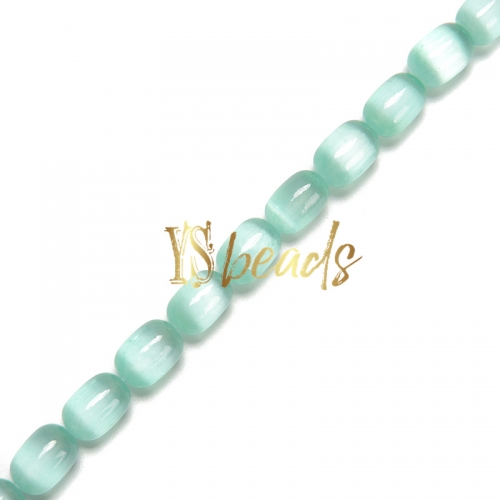 Dyed Teal Selenite Plain Drums, Approx 8x12mm, Approx 38cm/strand