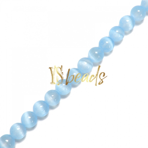 Dyed Sky Blue Selenite Plain Rounds, Approx 6-10mm, Approx 38cm/strand