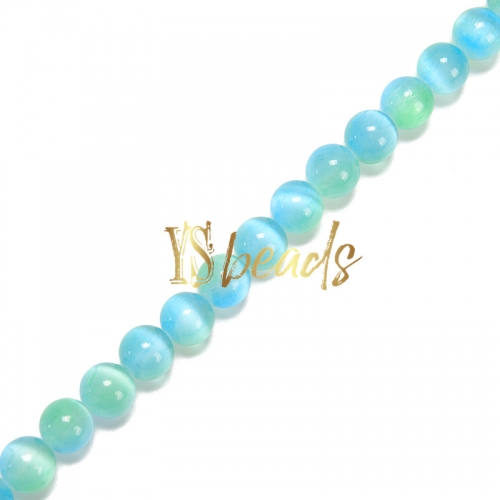 Dyed Blue&Green Selenite Plain Rounds, Approx 6-10mm, Approx 38cm/strand