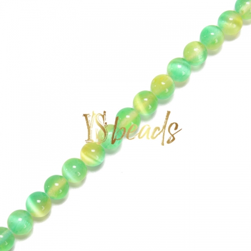 Dyed Green&Yellow Selenite Plain Rounds, Approx 6-10mm, Approx 38cm/strand