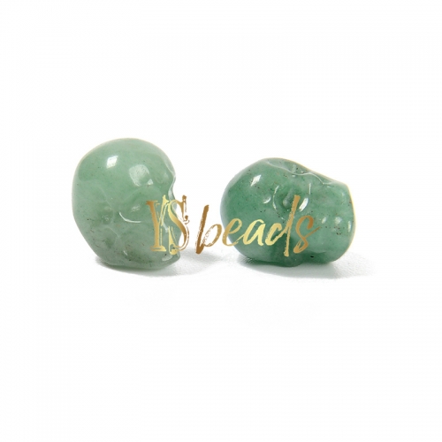 Green Aventurine SKull Shape Beads, Sale by Pcs