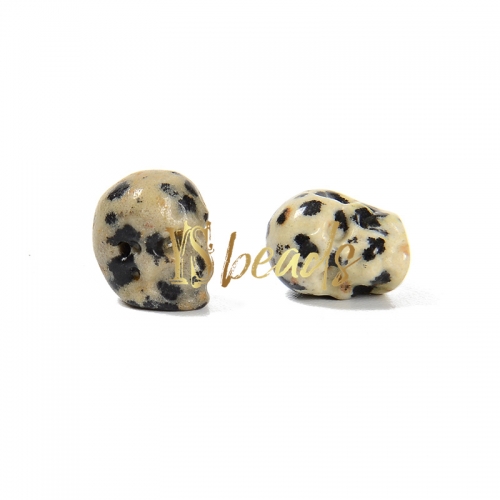 Dalmatian Jasper SKull Shape Beads, Sale by Pcs