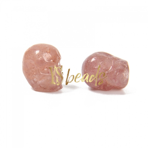 Strawberry Quartz SKull Shape Beads, Sale by Pcs