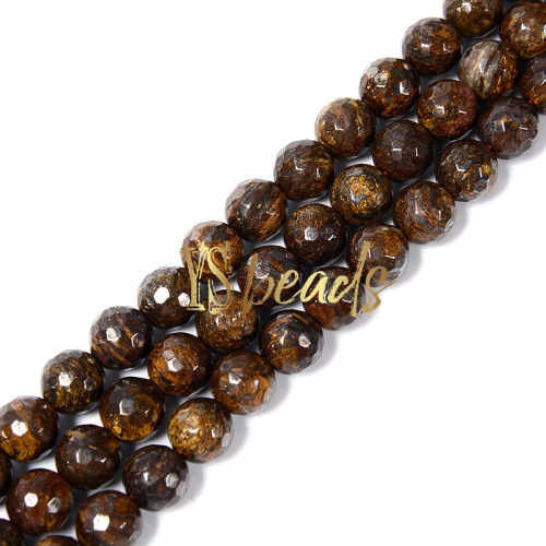 Bronzite Faceted Rounds, Approx 4-12mm