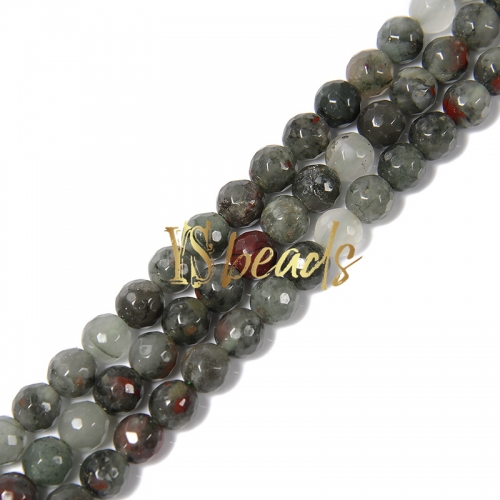 Africa Blood Stone Faceted Rounds, Approx 4-12mm