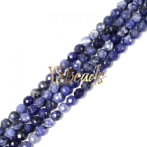 Sodalite Faceted Rounds, Approx 4-12mm