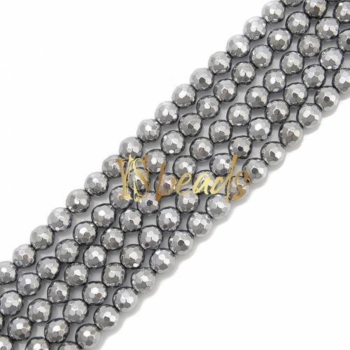 Silver Plated Hematite Faceted Rounds, Approx 2-18mm