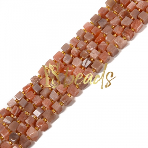 Sunstone Irregular Cubes, Approx 5-10mm