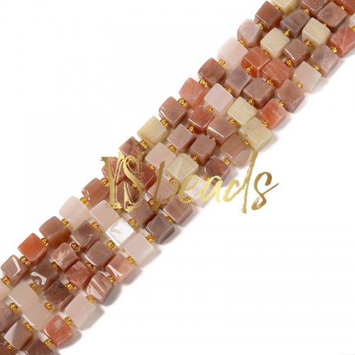 Mixed Colors Moonstone Irregular Cubes, Approx 5-10mm