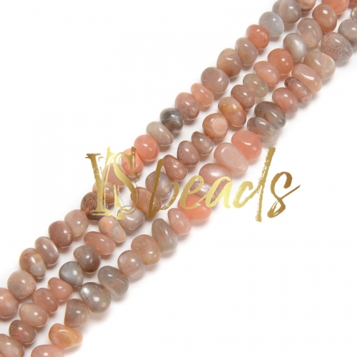 Orange Moonstone Center-Drilled Nuggets , Approx 5x9-8x11mm