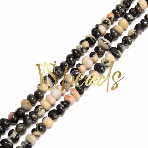 Black/White Zebra Jasper Center-Drilled Nuggets , Approx 5x9-8x11mm