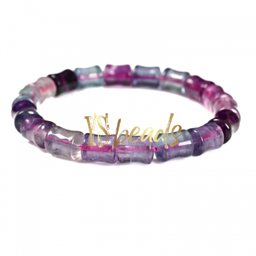 Purple Fluorite Bamboo Bracelet, Approx 8x10mm