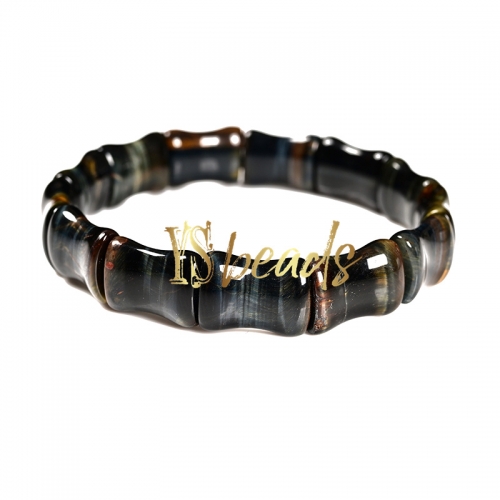 Blue Color Tiger Eye Rectangle Bracelet, Approx 12x17mm