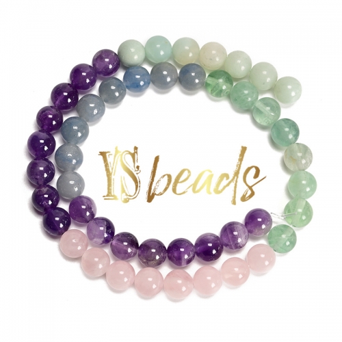 Mixed Gemstone Plain Rounds, Approx 4-10mm