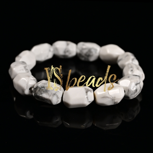 Howlite Nugget Bead Bracelet, Approx 10x15mm