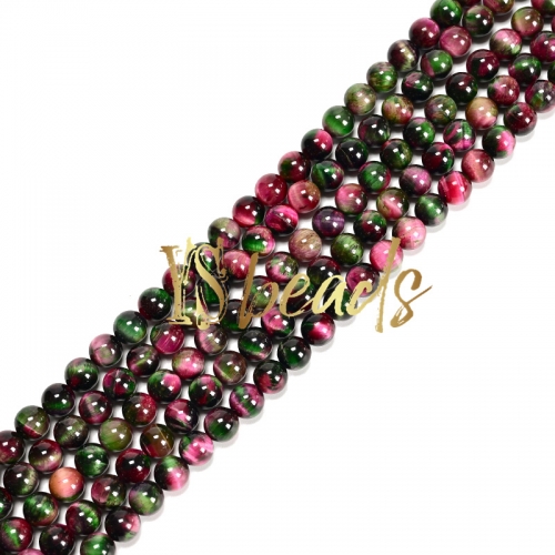 Dyed Red&Green Tiger eye Plain Rounds, Approx 8-10mm