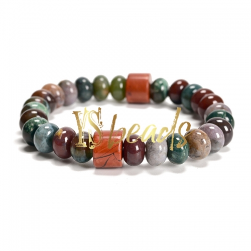 India Agate Rondelles Bracelet, Approx 8x10mm