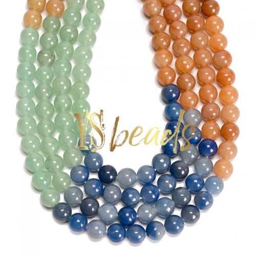 Mixed Color Aventurine Plain Rounds, Approx 4-10mm