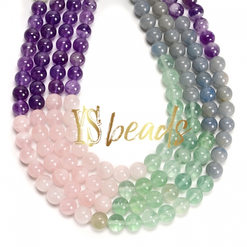 Mixed Gemstone Plain Rounds, Approx 4-10mm