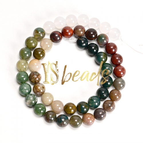 Mixed Color India Agate& Poppy Jasper Plain Rounds, Approx 4-10mm