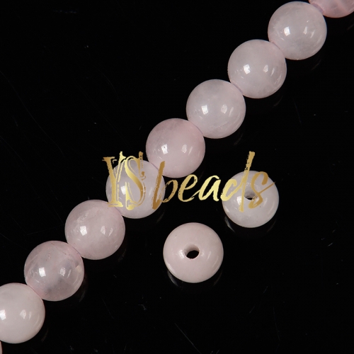 Rose Quartz 2mm Hole Plain Rounds, Approx 8mm