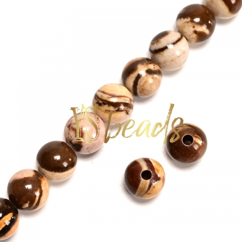 Austrilian Zebra Jasper 2mm Hole Plain Rounds, Approx 8mm
