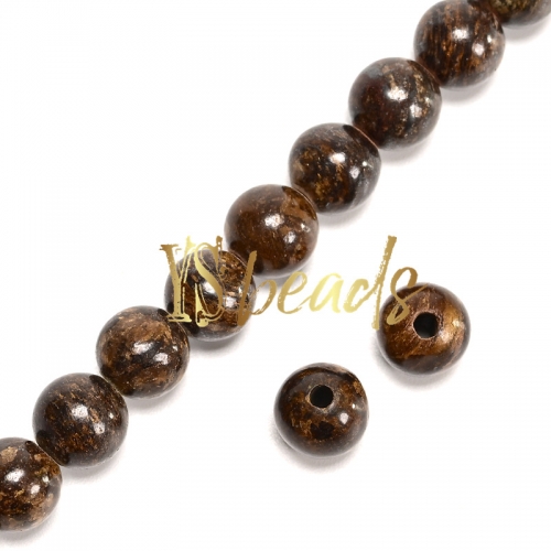 Bronzite 2mm Hole Plain Rounds, Approx 8mm