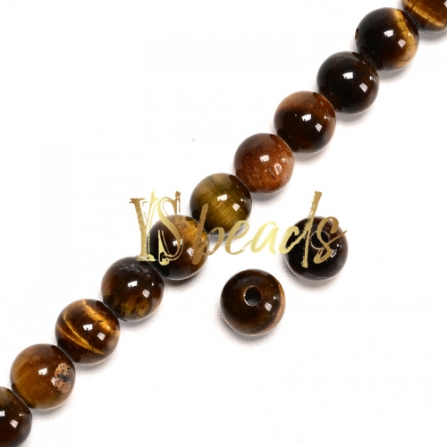 Yellow Tiger Eye 2mm Hole Plain Rounds, Approx 8mm