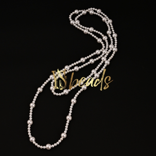 White Shell Pearl Round Necklace, Approx 120cm Length