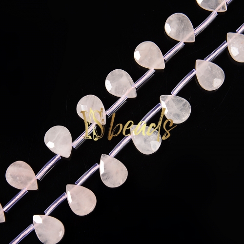 Rose Quartz Top-Drilled Faceted Pear Beads, Approx 10x14mm