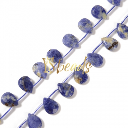 Sodalite Top-Drilled Faceted Pear Beads, Approx 10x14mm