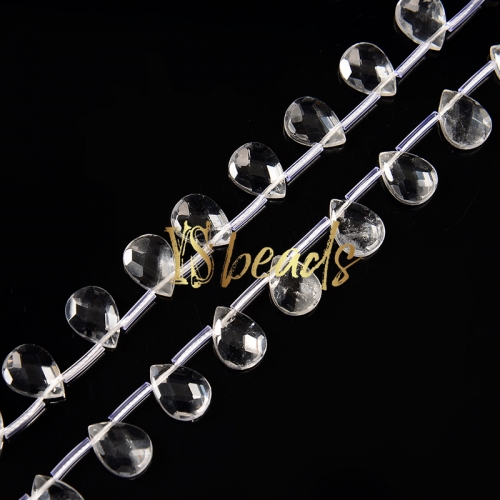 Clear Quartz Top-Drilled Faceted Pear Beads, Approx 10x14mm