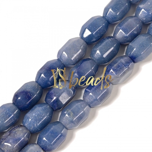 Blue Aventurine Faceted Drum Beads, Approx 10x14mm