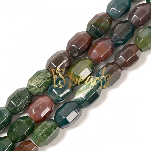 Indian Agate Faceted Drum Beads, Approx 10x14mm