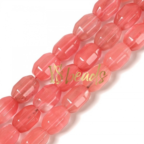 Red Watermelon Glass Faceted Drum Beads, Approx 10x14mm