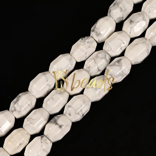 Howlite Faceted Drum Beads, Approx 10x14mm
