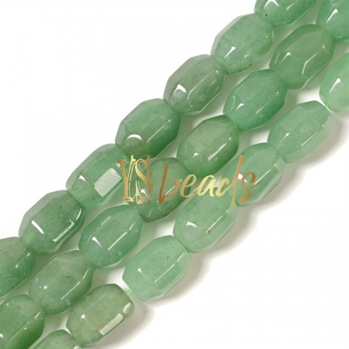 Green Aventurine Faceted Drum Beads, Approx 10x14mm