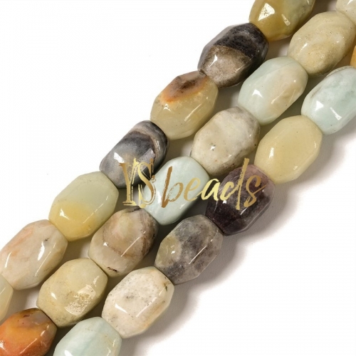 Multi Color Amazonite Faceted Drum Beads, Approx 10x14mm