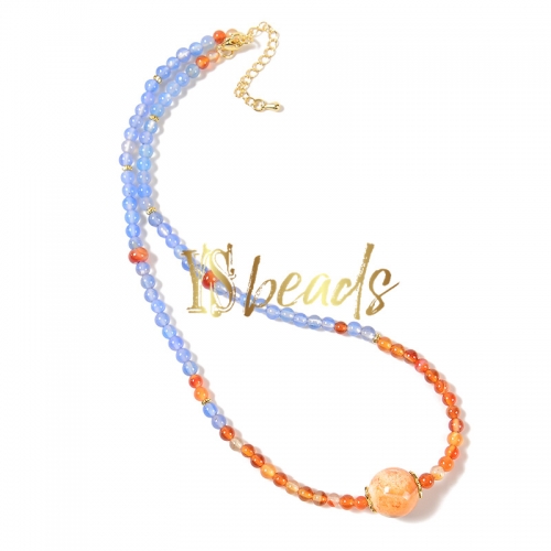 Mixed Color Agate Round Adjustable Necklace, Approx 4&14mm