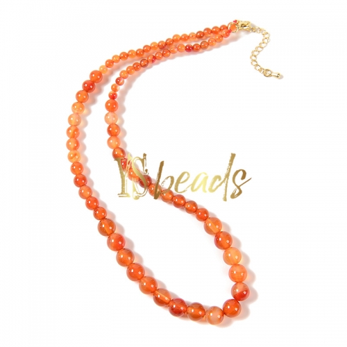 Red Color Agate Graduated Round Adjustable Necklace, Approx 4&6&8mm