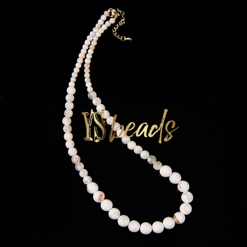 White Color Agate Graduated Round Adjustable Necklace, Approx 4&6&8mm
