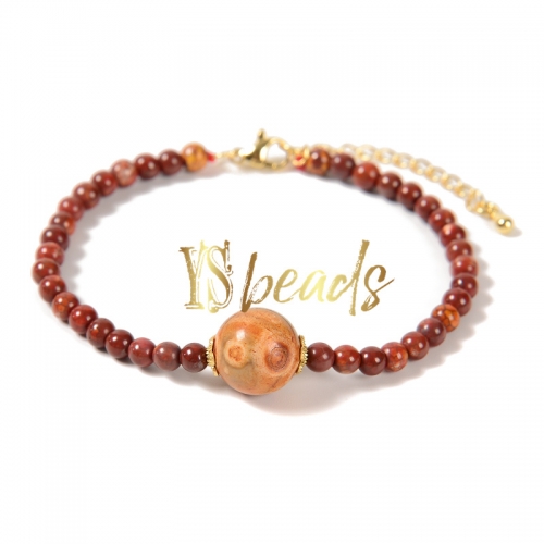 Red Agate Round Adjustable Bracelet, Approx 4&12mm