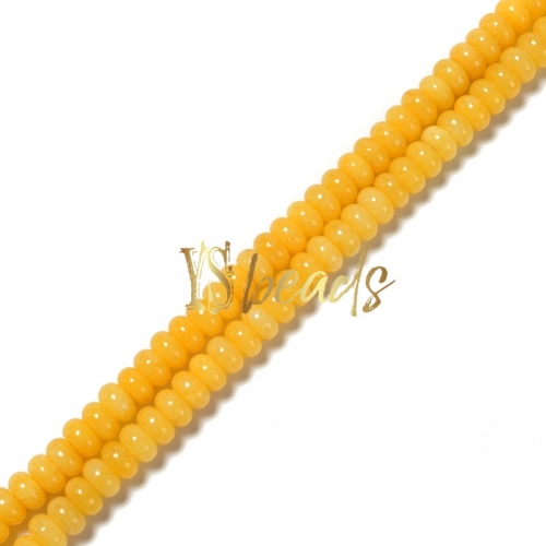 Dyed Yellow Jade Plain Rondelle Beads, Approx 6x10mm