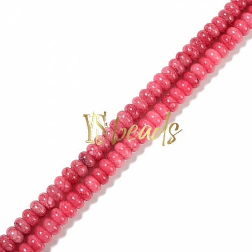 Dyed Ruby Color Jade Plain Rondelle Beads, Approx 6x10mm