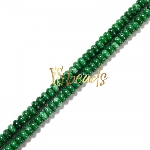 Dyed Green Color Jade Plain Rondelle Beads, Approx 6x10mm