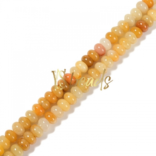Yellow Jade Plain Rondelle Beads, Approx 6x10mm