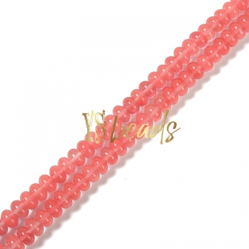 Red Watermelon Glass Plain Rondelle Beads, Approx 6x10mm