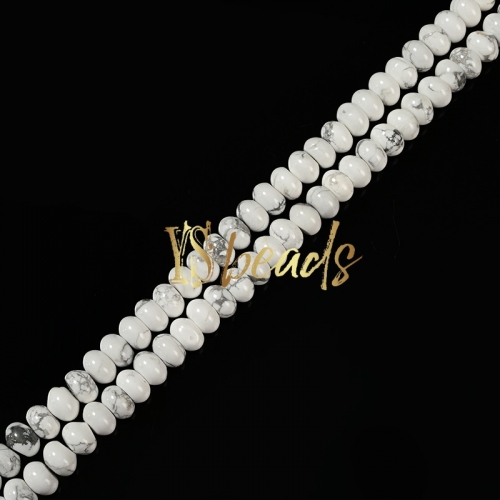 Howlite Plain Rondelle Beads, Approx 6x10mm
