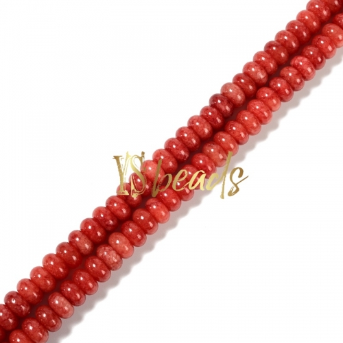 Dyed Red Color Jade Plain Rondelle Beads, Approx 6x10mm